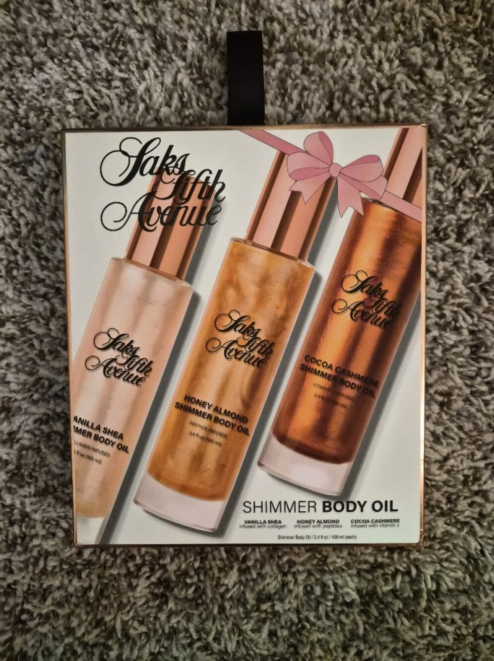 Saks Fifth Avenue Trio Shimmer Body Oils — Pink, Gold, Bronze